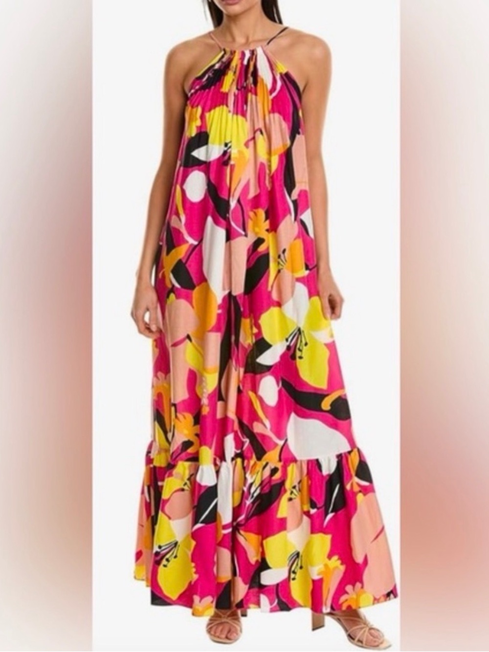 Like new Ted Baker Ikella abstract-print linen blend floral maxi dress Sz 2